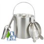 LWMLWM Seau à Glace Isotherme avec Pinces Poignée Couvercle 2L Double Paroi en Acier Inoxydable Sceaux à Glacon Rafraîchisseur C