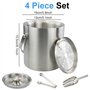 LWMLWM Seau à Glace Isotherme avec Pinces Poignée Couvercle 2L Double Paroi en Acier Inoxydable Sceaux à Glacon Rafraîchisseur C