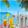 LWMLWM Seau à Glace Isotherme avec Pinces Poignée Couvercle 2L Double Paroi en Acier Inoxydable Sceaux à Glacon Rafraîchisseur C