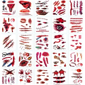 30 sheets tatouages de fausses cicatrices sur le visage d'Halloween