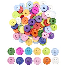 milaosk 100 Pièces Boutons en résine Boutons ronds multicolores 4 Trous Boutons pour Vêtements Couture Artisanat Ornements et Br