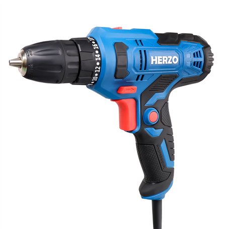 HERZO Perceuse/Visseuse Réglage Double Vitesse 300W 20 + 1 couple avec 4m durée cable à domicile quotidienne travaux de forage