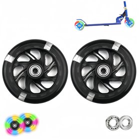 HJYDGJ Lot de 2 roues lumineuses pour trottinette - Pour tous les scooters - Noires - Avec roues de 100 mm - Lumineuses