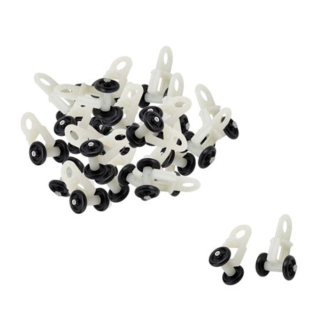 sourcing map 20pcs Glisseur Rail Rideaux Roulette Crochet Roue Rideaux Coulissant Poulie pour Fenêtre Voilage Galet en Plastique