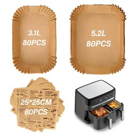 SdreMelo Papier Cuisson 240PCS Air Fryer Papier Cuisson Tefal/Moulinex 8.3L Air Fryer Dual 5.3L 3.1L Papier Air Fryer Tefal EY90