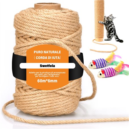 Swetfela Corde en Sisal Naturel de 6 mm(60 mètres)
