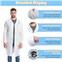 ELEPRUC Blouse de Laboratoire Blanche Unisexe, Blouse Medicale Travail Blanche Chimie, Manches Longues de Laboratoire Vêtements 
