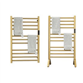 DUDYP Radiateur Sèche-Serviette Électrique Or Autoportant Et Mural Chauffe-Serviettes Électrique pour Salle De Bain avec Minuter