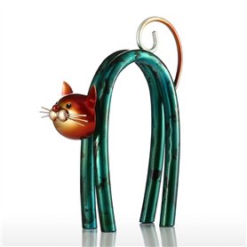 Tooarts Interactive Spring Cat Sculpture Abstract Sculpture Modern Sculpture - Handmade Metal Iron Artwork for Modern Home Decor