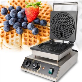 Gaufrier en acier inoxydable - 1750 W - 5 gaufres professionnelles - Gaufres à œufs - Forme de cœur - Dhl + minuteur - Page de d