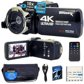 Ultimaxx Caméscope numérique 4K 42 MP avec écran LCD de 3"