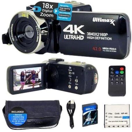 Ultimaxx Caméscope numérique 4K 42 MP avec écran LCD de 3"