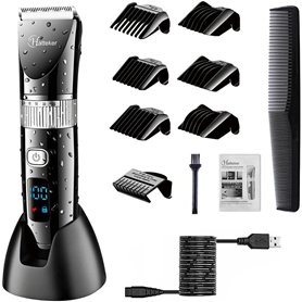 Hatteker Tondeuse Cheveux Tondeuse Barbe Professionnelle Electrique avec Ecran LCD Sans Fil USB Rechargeable Imperméable