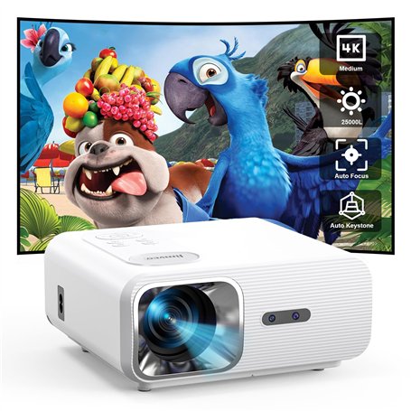 Videoprojecteur Auto Focus/Auto Keystone 26000L WiFi6 Bluetooth Retroprojecteur Jimveo Full HD 1080P Vidéoprojecteur 4K Supporté