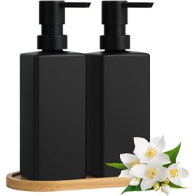 FHISKUNYU Distributeur de Savon en Verre Noir Mat