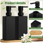 FHISKUNYU Distributeur de Savon en Verre Noir Mat, 350 ml avec Pompe en Acier Inoxydable, Lot de 2 – Distributeur de Savon Liqui