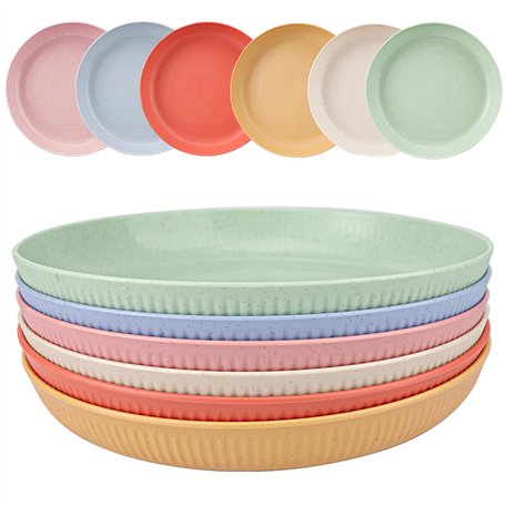 Lot de 6 assiette plastique reutilisable pour camping