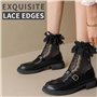 Lot de 4 Paires de Chaussettes à Volants en Dentelle pour Femme - Maille Noire, Bracelet de Cheville, Résille Courte - pour Fill