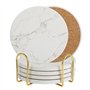Dessous De Verre - Lot De 6 sous Verre - Absorbants Coasters - Fond Antidérapant - Absorption Rapide D’Eau - Motif Marbre
