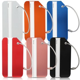 Etiquette valise - Etiquettes à bagage - Etiquettes bagages en aluminium - Lot de 6 - Design étanche avec étiquette nom et adres