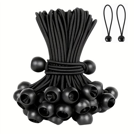 50 Pièces Tendeur Elastique Boule - 15 cm Tendeur Elastique - Tendeur Bache - Sandow Elastique pour Bâches