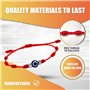 bracelets à cordon rouge, 9 PCS Bracelet oeil mauvais Porte-bonheur, en corde rouge réglable à 7 nœuds, Mauvais Œil Bracelet d'A