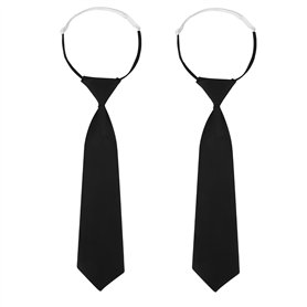 Cravates Noires pour Femme 2 pcs Cravate Longue Uniforme JK pré Nouée avec élastique Cravate Fine Réglable