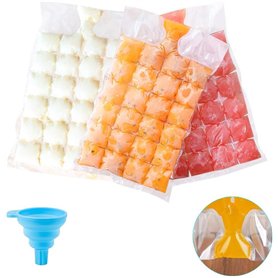 Sacs à glaçons jetables (100 pièces) auto-scellants et sûrs avec Sac à glaçons rapide et Entonnoir en silicone idéal pour boisso