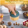 Hachoir manuel - Mini Hachoir 200 ml - Plastique PP - Coupe Rapide en 5 Secondes - Pour Légumes, Oignons, Ail (Jaune-Bleu)