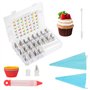 Poche a Douille Set 64 pièces - 42 Douilles en Acier Inoxydable - Poche à Douille pâtisserie réutilisable de 30 cm - Spatule