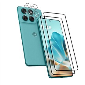 Wookfiss 3D Verre Trempé(2)+Caméra Arrière Protecteur(2) pour Motorola Moto Edge 60 Fusion/60 Pro/60 5G