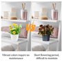 4 Pièces Petites Plantes Artificielles Fleurs Roses Mini Pot Plante Artificielle Fleurs avec Bassine Fausse Fleur Plantes en Pla