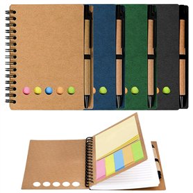 UZSUZZ Cahier à Spirales Bloc-notes D'affaires Carnet Lot de 4 Carnets à Spirales avec Stylo et Notes Autocollantes Pocket Busin