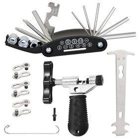 UZSUZZ Kit d'outils de Chaîne de Vélo Kit Outil Vélo 16 en 1 Derive Chaine Velo et Jauge de Chaîne et 3 Paires e Maillons Manqua