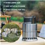 Poêle à bois de camping portable avec plaque en filet de barbecue, réchaud de camping en acier inoxydable, réchaud Hobo avec sac