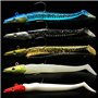 ANCLLO Appâts de pêche Souples avec hameçon à tête de Plomb, leurres de pêche en mer à la rhubarbe crème avec boîte (Lot de 5)