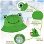 QQEE 2 Pièces Chapeau de Pêche de Grenouille, Chapeau en Coton Pliable Grenouille Seau, Chapeau d'été en Coton avec Grenouille, 