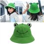 QQEE 2 Pièces Chapeau de Pêche de Grenouille, Chapeau en Coton Pliable Grenouille Seau, Chapeau d'été en Coton avec Grenouille, 