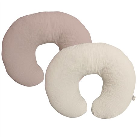 Lot de 2 housses de coussin d'allaitement en mousseline de coton