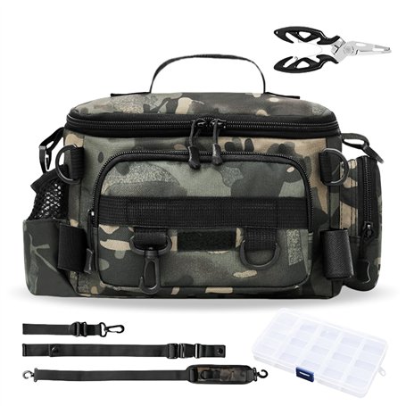 BORDEAG Sac De Pêche Avec Canne: Ensemble De 3 Pièces Sac Imperméable Multifonctionnel Pour Camping Et Randonnée