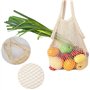 5 Sacs Courses en Maille de Coton, Sac de Courses en Coton de Fourre-Tout Tissé pour Provisions, Lavables et Respectueux de L'en