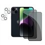 2 Pièces Verre Trempé Anti-Espion pour iPhone 14 avec 2 Pièces Caméra Arrière Protecteur