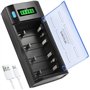 ENEGON Chargeur de Piles Universel – Chargeur Intelligent pour Piles Rechargeables AA/AAA/C/D/9V NiMH/NiCD – avec Écran LCD