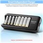 ENEGON Chargeur de Piles (8 Fentes) avec 4 Piles Rechargeables AA 1100mAh & 4 Piles Rechargeables AAA 2800mAh, Chargeur de Piles