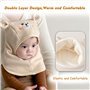 HEOXIN Cagoule Bébé Fille, Bonnet d'hiver Doux pour Enfant avec Motif d'ours et Oreilles d'ours, Chapeau Mignon pour Bébé 6-36 M