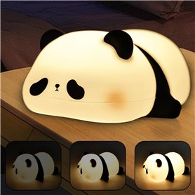 GOMETY Veilleuse LED pour enfant - Panda - Contrôle tactile - En silicone - Intensité variable - Avec 3 modes d'éclairage et min