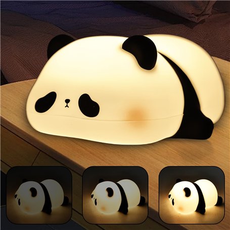 GOMETY Veilleuse LED pour enfant - Panda - Contrôle tactile - En silicone - Intensité variable - Avec 3 modes d'éclairage et min