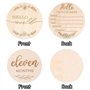 14 Pièces Ronds Panneau de Bienvenue en Bois Kit avec Cartes Etapes Bébé et Sac de Rangement, 6 Pouces Hello World Panneaux d'An