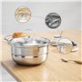 Lot de 12 casseroles en acier inoxydable avec couvercle en verre et casserole à manche - Convient pour tous les types de plaques