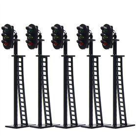 JTD04 Lot de 5 Feux de signalisation pour modélisme ferroviaire Vert/Jaune/Rouge Ho 6